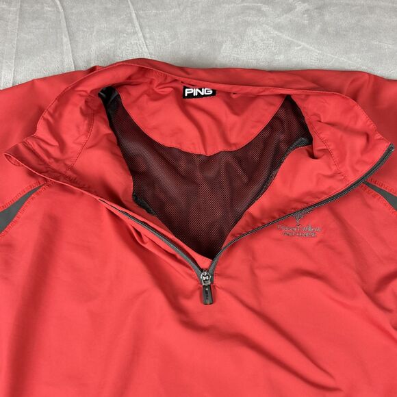 Ping Jacket Mens XL Red 1/4 Zip Mesh Lined Windbreaker Lightweight Pullover - Picture 4 of 9